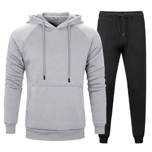 Survêtement de jogging deux pièces pour homme, coupe ajustée, fermeture éclair personnalisée 100% coton, sweats respirants, sweats à capuche solides, grande taille pour le printemps - Product Image 4