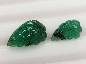 ชุดเครื่องประดับสีเขียวเกรด AA + ชุดอัญมณีสีเขียวแกะสลักใบมรกตแซมเบีย - Product Image 6