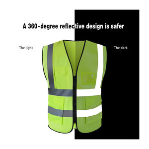 Custom Men Mesh Hi Vis <b>Reflective</b> Vest Jacket Workwear Shirt Construction <b>Clothing</b> <b>Safety</b> Work <b>Reflective</b> Vest With Pockets logo - Product Image 2