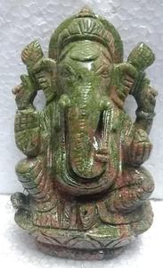 Statue de Ganesha artisanale de haute qualité, sculpture en pierre précieuse naturelle d'unakite, figurine de style religieux, gravure, hauteur de 6 pouces, personnalisée - Product Image 5