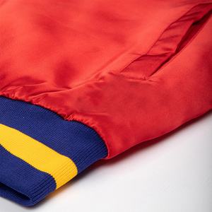 Chaqueta de béisbol de bombardero de satén de puntada personalizada, diseño OEM para conjuntos de equipo y chaqueta de equipo universitario de moda de grupo - Product Image 3