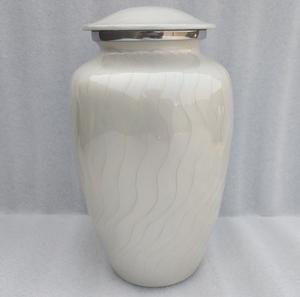 Urna de cremación para adultos de perlas blancas clásicas de aluminio para cenizas humanas, urna funeraria de cremación de tamaño completo para adultos, 200 pulgadas cúbicas - Product Image 2