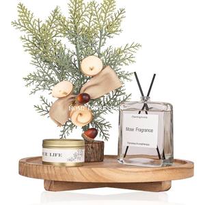 Plateau de service élégant en bois naturel à un niveau pour la cuisine, la table à manger, le thé, le café, les aliments, le petit-déjeuner au lit, prix de gros - Product Image 4