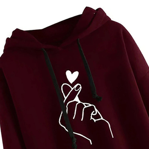 หัวใจการออกแบบที่สวยงามHoodiesของผู้หญิงขนาดสหรัฐอเมริกาเสื้อสวมหัวผู้หญิงHoodieและเสื้อสเวตเตอร์เฮฟวี่เวทขนาดใหญ่Hoodieการผลิต - Product Image 4