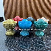 Brûleur d'encens décoratif en résine à motif arabe étoile d'anis, gravure florale, base en bois de santal, pour méditation et aromathérapie, élégant pour la maison