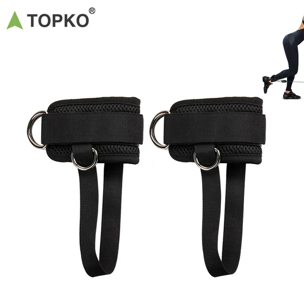 TOPKO फिटनेस जिम Workouts के लिए टखने सीट बेल्ट लगा लो टखने की पट्टियों के लिए केबल मशीनों फिटनेस सामान D-अंगूठी टखने पट्टियाँ