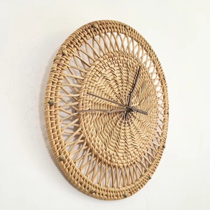 Meilleure vente 2024 horloge murale à la main horloges en rotin en osier naturel avec une belle incrustation de nacre unique - Product Image 1