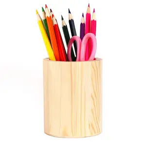 Hot Products Wood pencil cup Desktop storage bag bamboo wood pen holder for desk and handmade use for sale