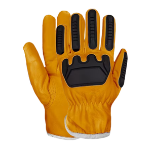 Gants de conduite thermiques en cuir de chèvre jaune avec paume en gel de cuir et TPR et doublure résistante aux coupures pour une utilisation en extérieur - Product Image 2