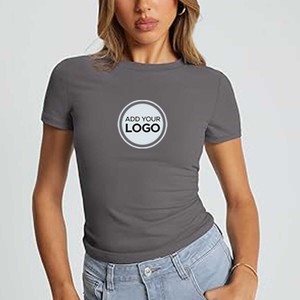 T-shirts en coton pour femmes Chemises à manches courtes Hauts à col rond T-shirts d'été décontractés respirants de coupe classique - Product Image 6