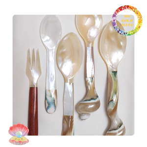 Tenedores y cucharas de nácar hechos a mano | Bien pulidos y tienen varias formas y tamaños | Bonito artículo para el hogar y el spa - Product Image 6