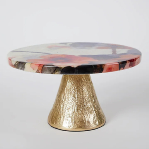 Présentoir à gâteau en métal de style standard avec dessus en marbre pour le prix de gros - Product Image 1