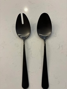 Ensemble de couverts à salade fini argent cuillère et fourchette de service en acier inoxydable idéal pour la table à manger de la cuisine et les cadeaux - Product Image 2