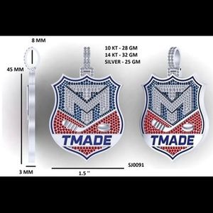 สร้อยคอจี้รูปทรงโล่ประดับเพชรโมอิสซาไนต์และเพชร CZ ทำมือ สไตล์ฮิปฮอป เงินแท้ 925 สำหรับผู้ชาย พร้อมสลักโลโก้ตามสั่ง เหมาะสำหรับงานฉลองครบรอบ - Product Image 1