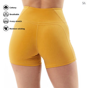 Lightweight High Waist Training Shorts for Women Custom Logo Breathable <b>Tummy</b> <b>Control</b> Yoga Jogging Shorts Made in Pakistan OEM - Product Image 4