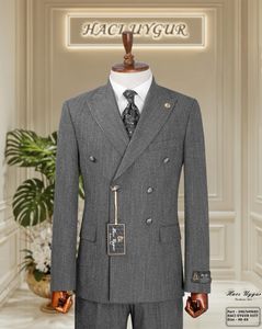 สูททักซิโด้สลิมฟิตสำหรับผู้ชายผ้าขนสัตว์80% 20% โพลีเอสเตอร์ชุดทางการสำหรับใส่ในสำนักงานงานปาร์ตี้และพิธีการ - Product Image 6