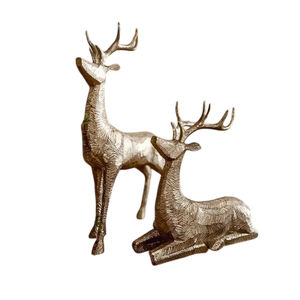 Sculpture faite à la main ornement moderne doré cerf Figurines Animal Statue cerf Sculpture vente chaude maison bureau organisateur de bureau - Product Image 2