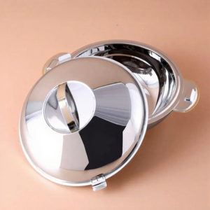 Casserole isotherme en acier inoxydable, finition argentée, durable, antiadhésive, bol de service de 26 cm avec couvercle, cuisine, salle à manger, hôtel - Product Image 2