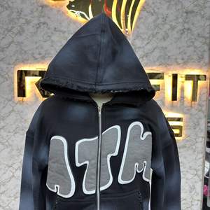 Top qualité réglable prix le plus demandé fermeture éclair à capuche bouffée imprimé fabriqué en usine pas cher prix sweats à capuche hommes sweats à capuche - Product Image 3