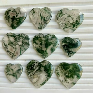 Piedras Preciosas de Ágata Musgosa Natural en Forma de Corazón, Cabujón Precioso para Joyería, Diferentes Formas y Tamaños Pulidos - Product Image 3
