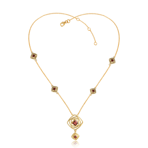 Red Garnet Gemstone Necklace Wholesale Maze Illusion Design Gold Plated 925 Silver Pendant Necklace Jewelry - Product Image 4