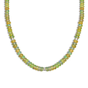 Women's 925 Sterling Silver Yellow Gold Plated <b>Birthstone</b> <b>Necklace</b> 18IN Natural Yellow Opal Plain Beaded Jewelry Wedding Gift - Product Image 1