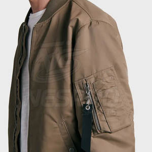 Blouson aviateur d'hiver pour hommes à col montant sur le devant avec logo personnalisé en gros-Écologique Respirant 100% Polyester - Product Image 5