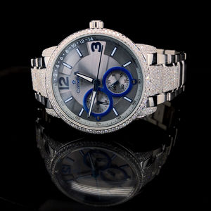 Cortbert Yellow Chronograph Reloj de diamantes para hombre Lab-Grown CVD VS1 Diamonds Round Cut Reloj de lujo - Product Image 3