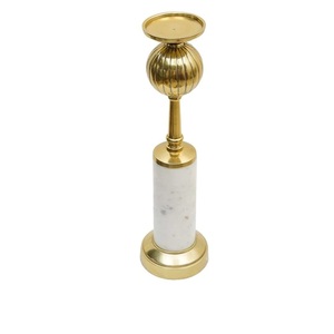 Juego de dos portavelas de metal de aluminio con base de mármol decoración para fiesta de boda soporte para portavelas - Product Image 3
