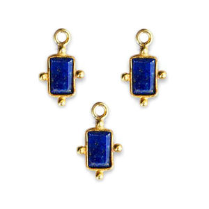 Serti de lunette en forme de rectangle d'amazonite argent et or Vermeil Charms - Product Image 4