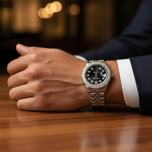 BGJ Logo personnalisé femmes montre en argent cadran noir lunette en pierre acier inoxydable japon montre-bracelet à Quartz mode classique - Product Image 6