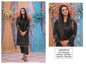 NOUVEAU DESIGNER LOURD FUAX GEORGETTE IMPRESSION NUMÉRIQUE TRAVAIL À LA MAIN COSTUME PAKISTANI - Product Image 4