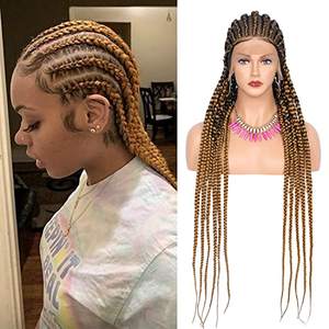 Pelo Afro Loc rizado resistente al calor, peluca trenzada de pelo humano profundo de fibra alta - Product Image 3