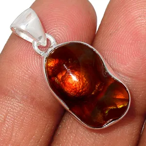 Shiny Heart Mexican Fire Agate Pendants Design 18K Gold Plated Adjustable Openings Necklace 925 Sterling Silver Pendants Jewelry