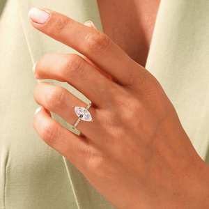 Bague de fiançailles en moissanite taille marquise, argent 925 plaqué rhodium, bijoux de fiançailles, cadeau de promesse pour fiançailles - Product Image 5