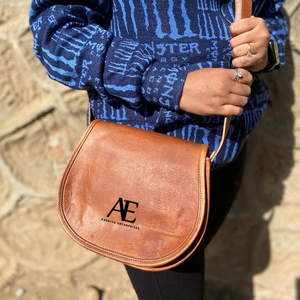 Bolso bandolera hecho a mano informal Unisex de cuero de cabra Real, bolso de hombro Vintage con forro de lona y Correa, patrón de caramelo, uso diario - Product Image 1