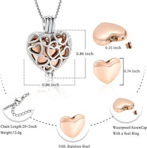 สร้อยคอเงินพร้อมจี้ใส่เถ้ากระดูกสีโรสโกลด์มีโกศขนาดเล็กสำหรับคนที่คุณรักปรับขนาดได้ - Product Image 2