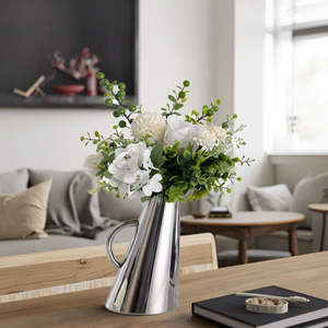 Vase en métal avec poignée, style pichet, porte-fleurs pour salon, maison, hôtel, bureau, décoration de table, accents floraux modernes pour l'intérieur - Product Image 4