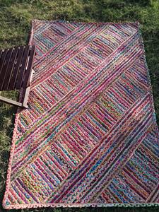 Hermoso trapo de yute trenzado hecho a mano, decoración del hogar, diseño circular, suelo, alfombras redondas coloridas - Product Image 5