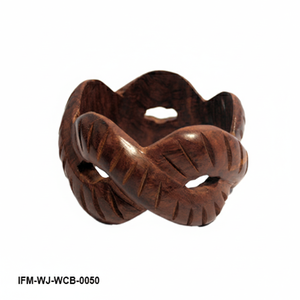 Bracelet en bois torsadé sculpté à la main, style serpent, brun foncé, bracelet en bois épais, bijoux bohèmes tendance pour femmes - Product Image 4