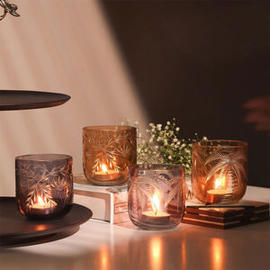 Portavelas Decorativos con Diseño de Fuegos Artificiales y Palmeras Grabados a Mano para el Hogar y la Mesa - Product Image 5