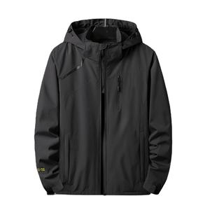 Chaqueta cortavientos impermeable ligera de nailon para hombre personalizada al por mayor, ropa de calle con cuello levantado - Product Image 1