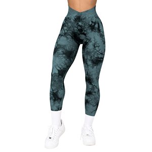 Mallas de yoga sin costuras de cintura alta para mujer con estampado sólido Pantalones de entrenamiento con control de barriga en estilo deportivo informal para adultos - Product Image 4