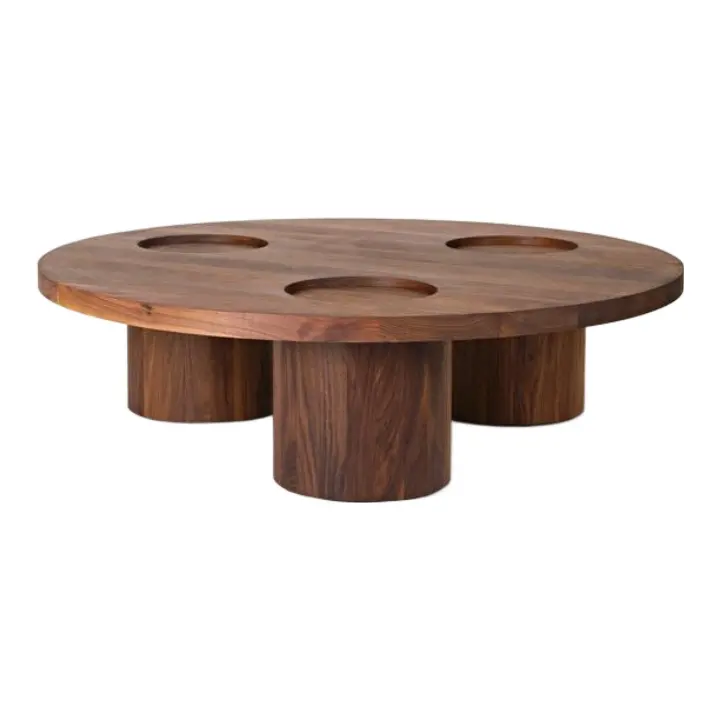 Contemporary Scandinavian Round Coffee Table Circle Top Table Living Room Complementary Item from Aqma Furniture