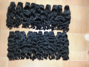 Extensions de trame de machine non transformées brutes crépus bouclés vrais paquets de cheveux humains vietnamiens Double dessiné extensions de trame attachées à la main - Product Image 4