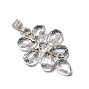Piedra de topacio blanco, colgante llamativo de Plata de Ley 925 con Topacio blanco, joyería fina, colgantes y dijes de piedras preciosas - Product Image 4