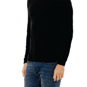 52% Airlume Combed and Ring Spun Cotton 48% Poly 32 Single 4.2 oz Solid Black Unisex Heather CVC Long Sleeve T-Shirt - Product Image 5