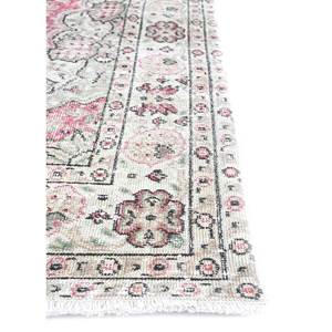 Tapis en laine noué à la main vintage, motif médaillon rouge-orange classique pour la maison, le salon, le couloir, design puzzle rectangulaire en peluche - Pae-2141 - Product Image 4