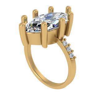 ชุดง่ามทองสีเหลือง10K ประดับเพชรทรงกลมและแหวนสำหรับผู้หญิงที่มีหินข้างเครื่องประดับแบบคลาสสิก - Product Image 2