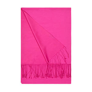 ผ้าคลุมไหล่แฟชั่นเรียบง่ายทรงสี่เหลี่ยมมีพู่ผ้าไหมสีชมพู - Product Image 1